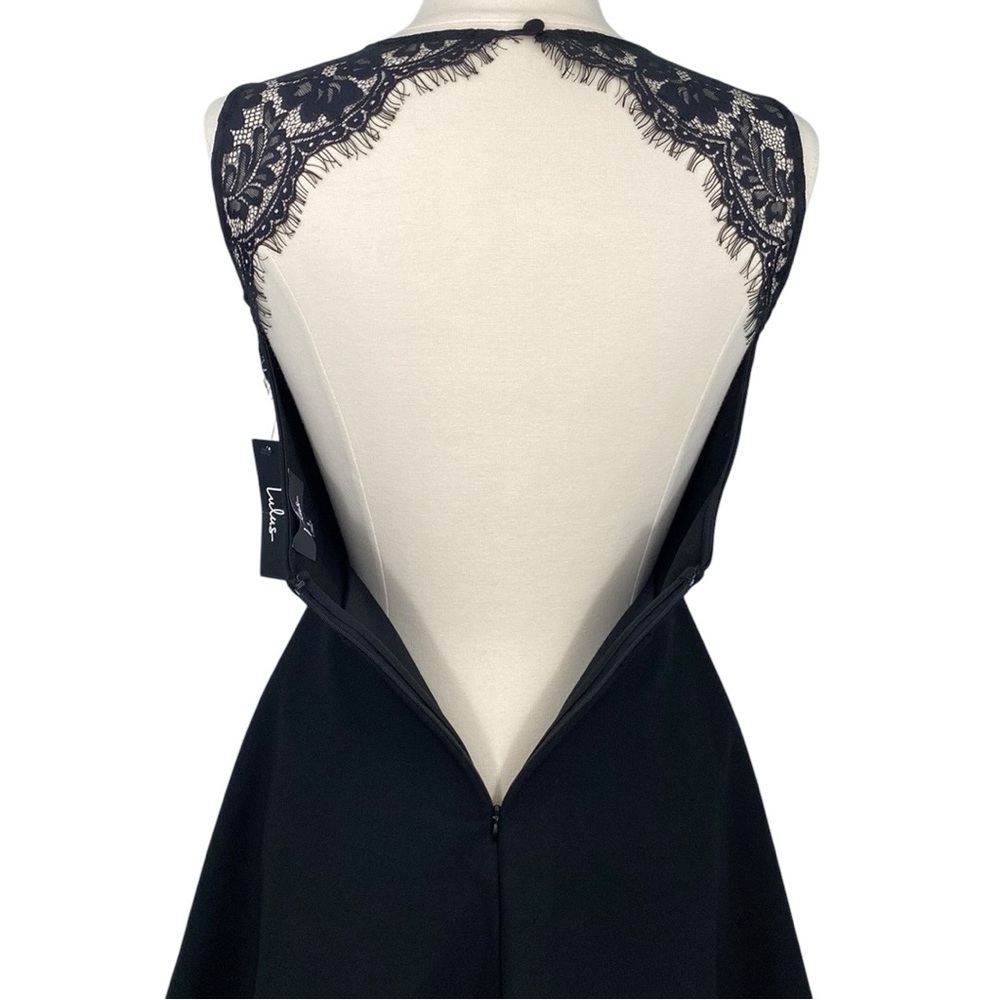 Lulus Need You Close Black Open Back Lace Detail Fit and Flare Mini Party Dress - Picture 7 of 16